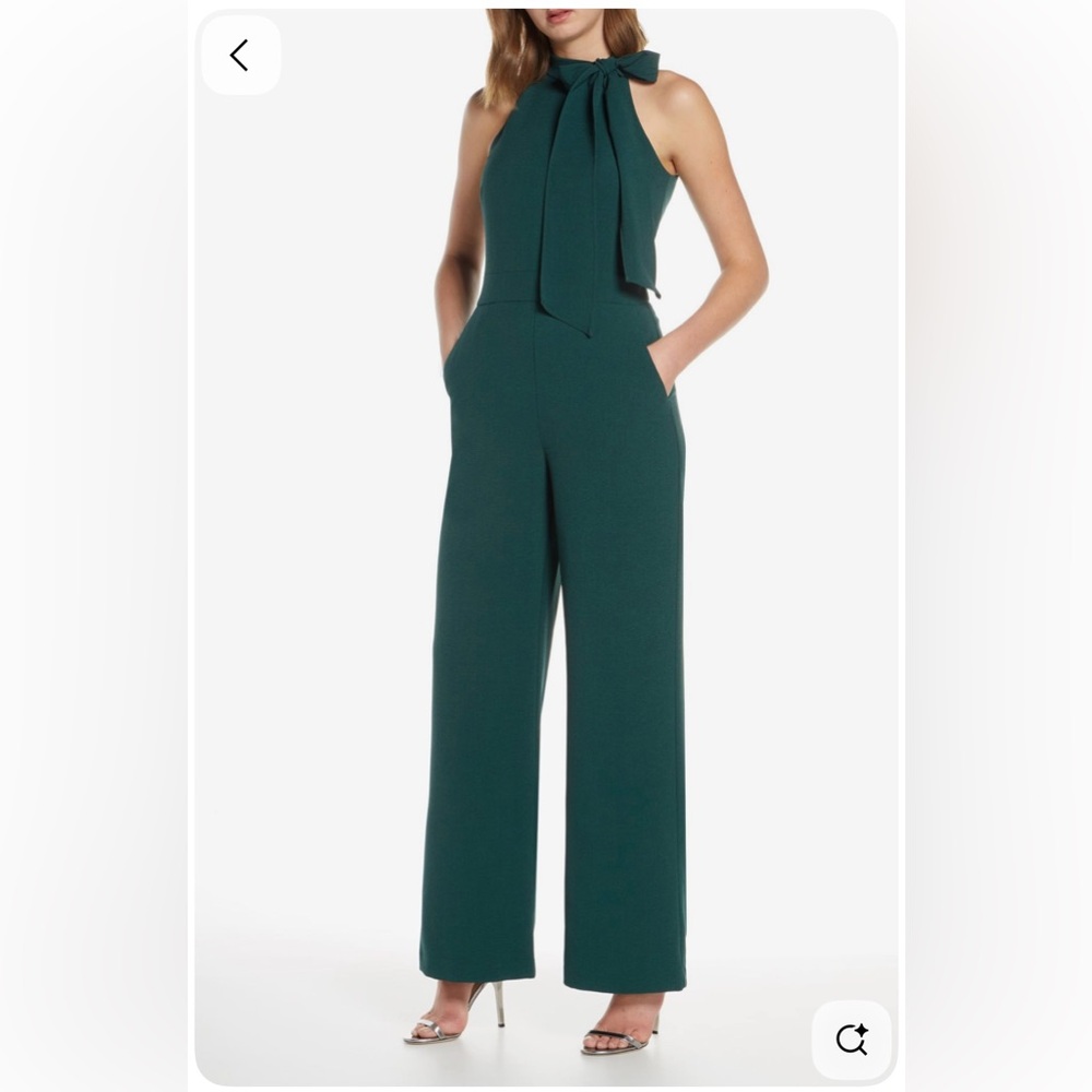 Vince Camuto Bow Neck Stretch Crepe Jumpsuit